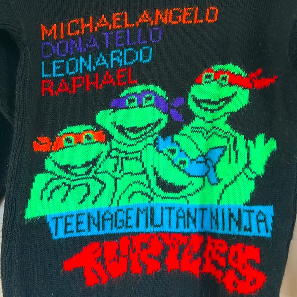1990 TMNT Teenage Mutant Ninja Turtles vintage sweater Kids Large Womens Small - Picture 2 of 8